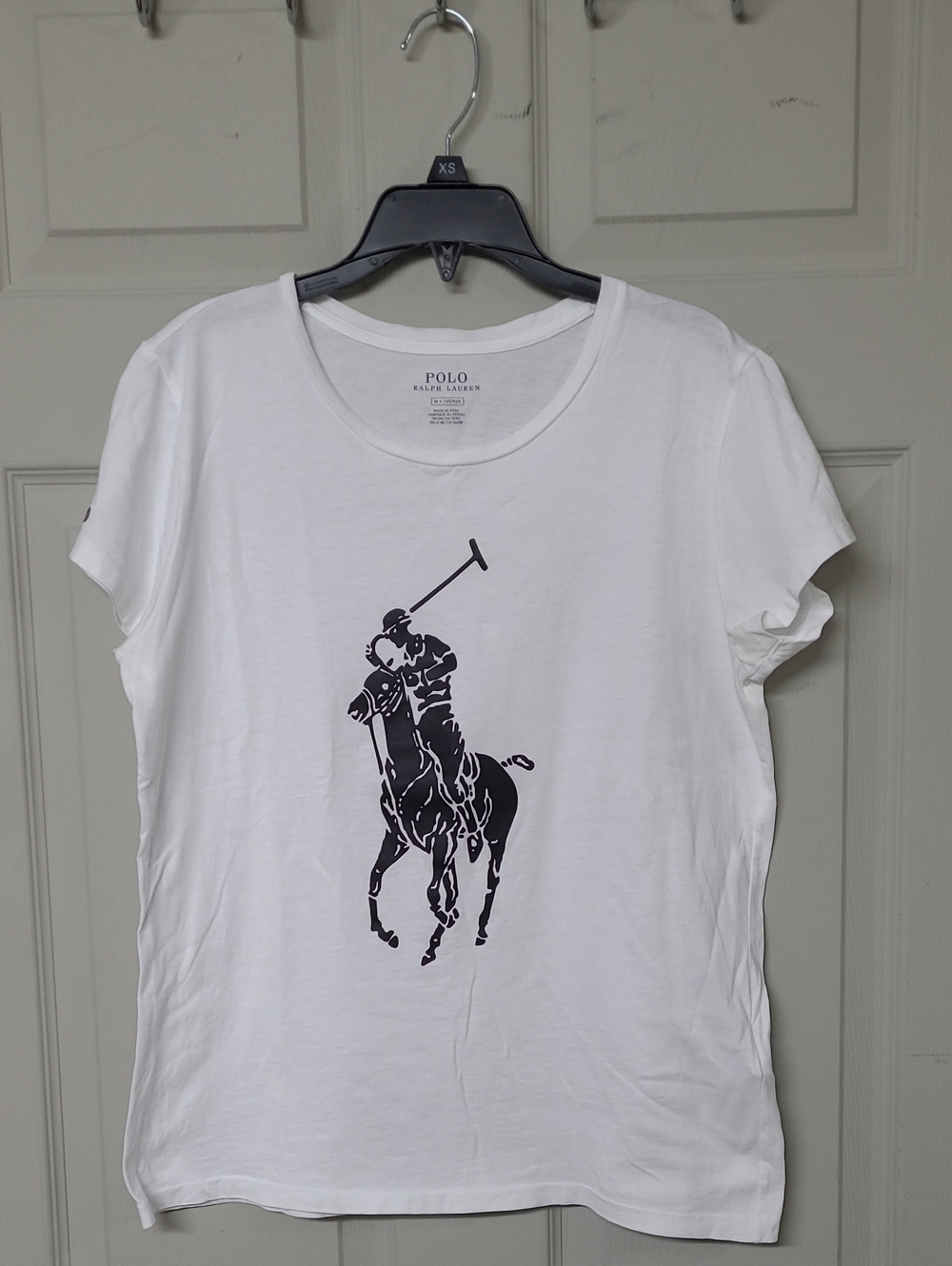 Polo Ralph Lauren Short-Sleeve Crewneck T-shirt 100% Cotton White Navy Pony M